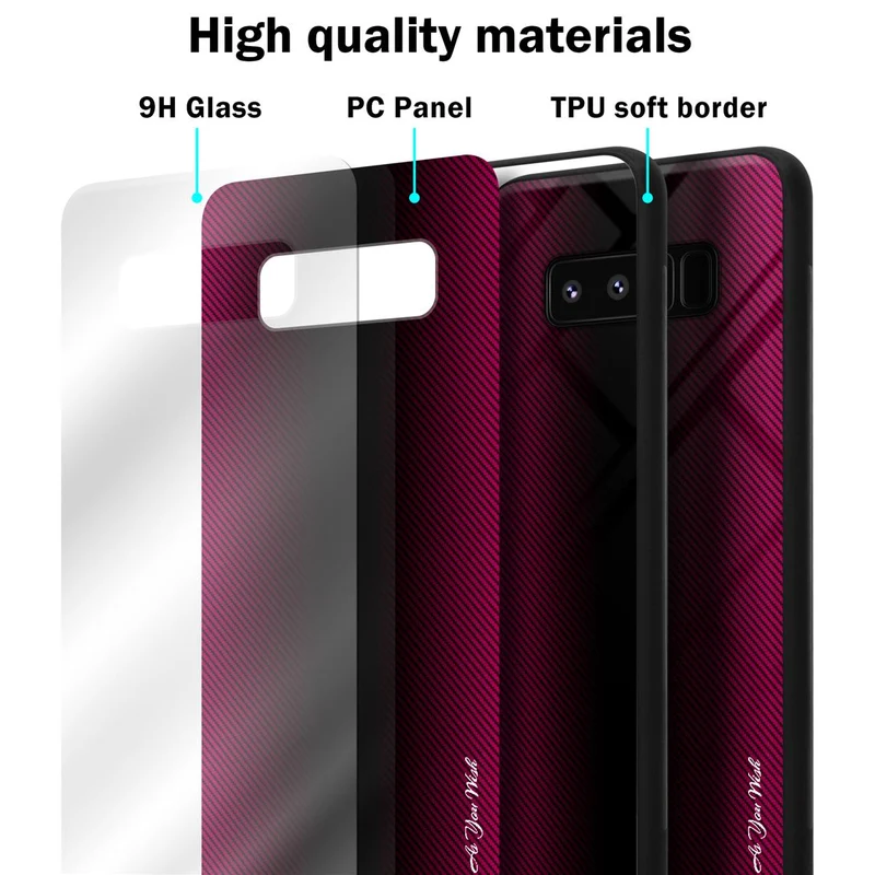 Cadorabo Hülle kompatibel mit Samsung Galaxy NOTE 8 - Streifen Optik Schutzhülle aus Tempered Glas und TPU Silikon