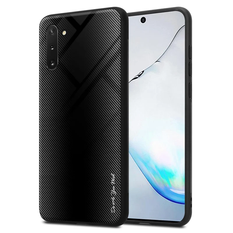 Cadorabo Hülle kompatibel mit Samsung Galaxy NOTE 10 - Streifen Optik Schutzhülle aus Tempered Glas und TPU Silikon