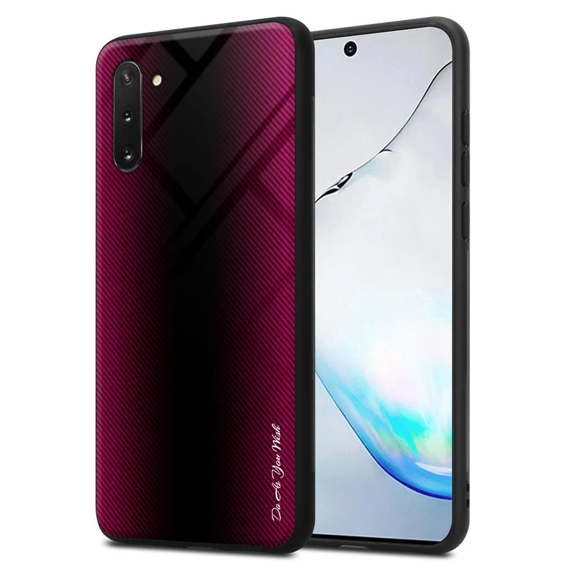 Cadorabo Hülle kompatibel mit Samsung Galaxy NOTE 10 - Streifen Optik Schutzhülle aus Tempered Glas und TPU Silikon