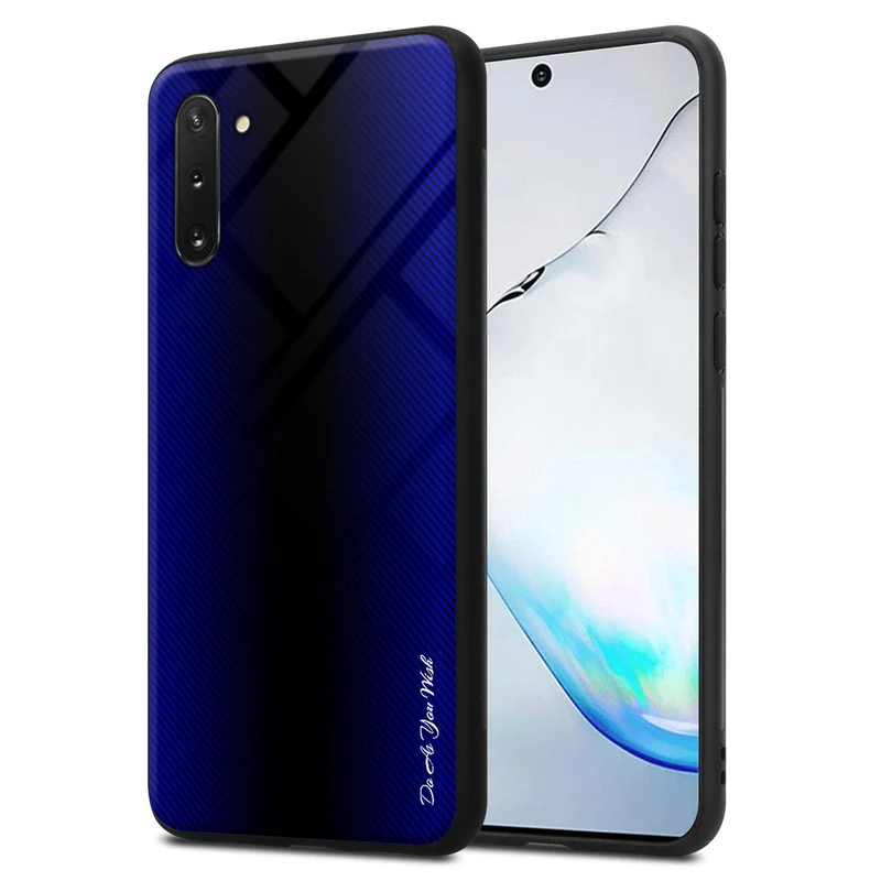 Cadorabo Hülle kompatibel mit Samsung Galaxy NOTE 10 - Streifen Optik Schutzhülle aus Tempered Glas und TPU Silikon