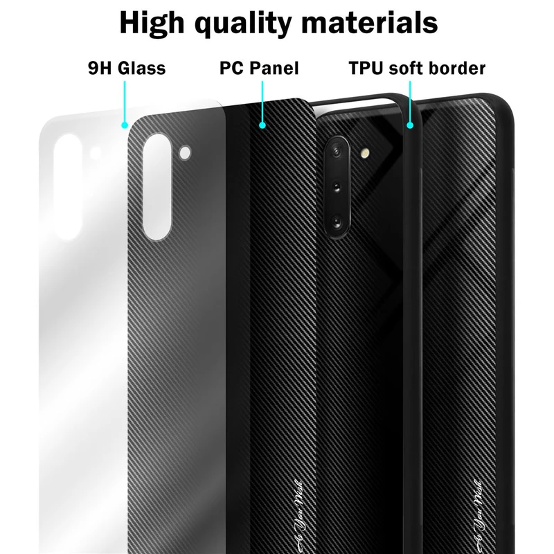 Cadorabo Hülle kompatibel mit Samsung Galaxy NOTE 10 - Streifen Optik Schutzhülle aus Tempered Glas und TPU Silikon