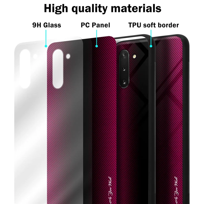 Cadorabo Hülle kompatibel mit Samsung Galaxy NOTE 10 - Streifen Optik Schutzhülle aus Tempered Glas und TPU Silikon
