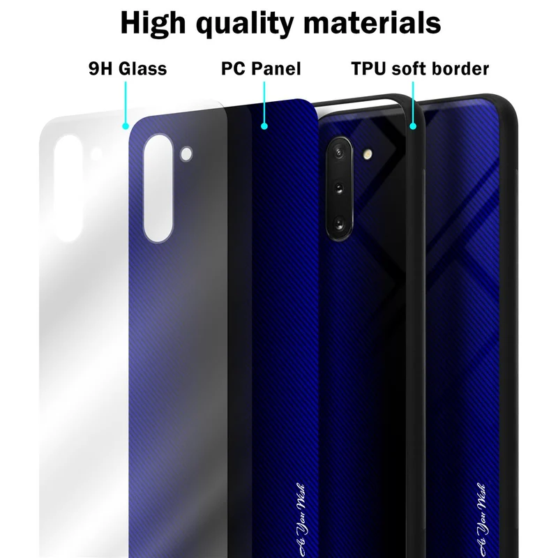 Cadorabo Hülle kompatibel mit Samsung Galaxy NOTE 10 - Streifen Optik Schutzhülle aus Tempered Glas und TPU Silikon