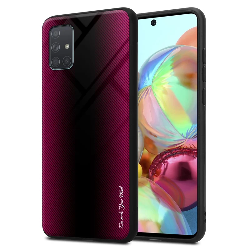 Cadorabo Hülle kompatibel mit Samsung Galaxy A71 4G - Streifen Optik Schutzhülle aus Tempered Glas und TPU Silikon