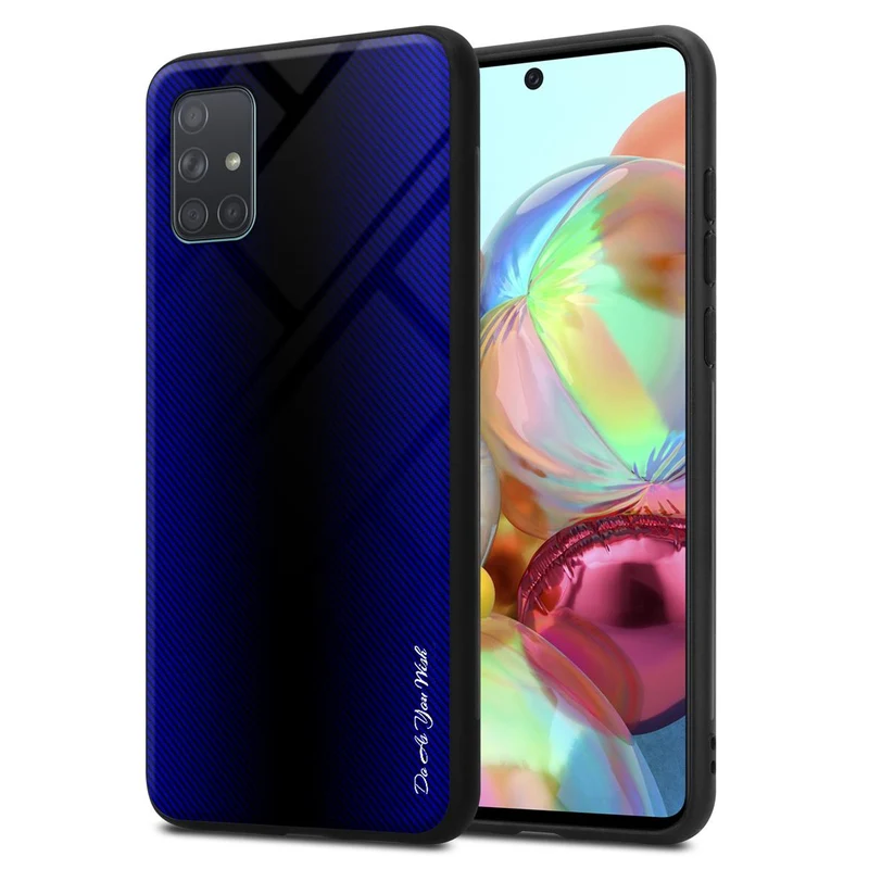 Cadorabo Hülle kompatibel mit Samsung Galaxy A71 4G - Streifen Optik Schutzhülle aus Tempered Glas und TPU Silikon