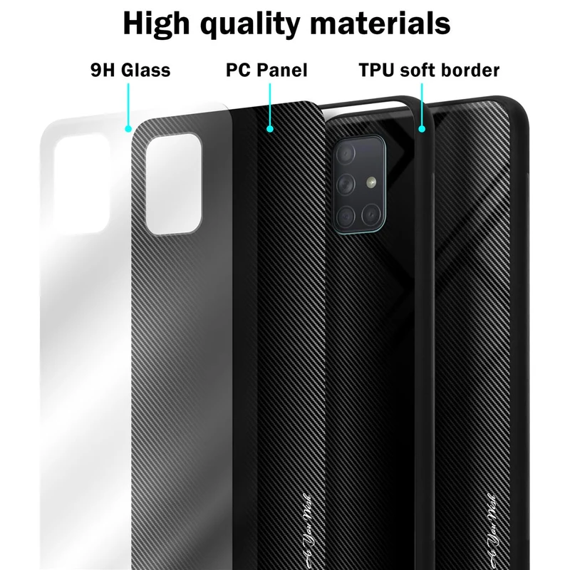 Cadorabo Hülle kompatibel mit Samsung Galaxy A71 4G - Streifen Optik Schutzhülle aus Tempered Glas und TPU Silikon