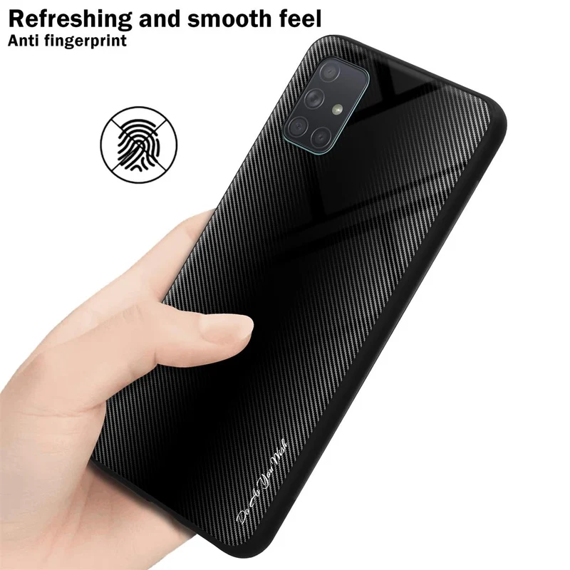 Cadorabo Hülle kompatibel mit Samsung Galaxy A71 4G - Streifen Optik Schutzhülle aus Tempered Glas und TPU Silikon