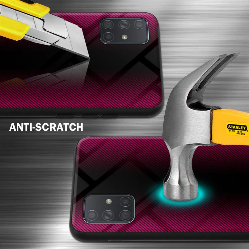 Cadorabo Hülle kompatibel mit Samsung Galaxy A71 4G - Streifen Optik Schutzhülle aus Tempered Glas und TPU Silikon