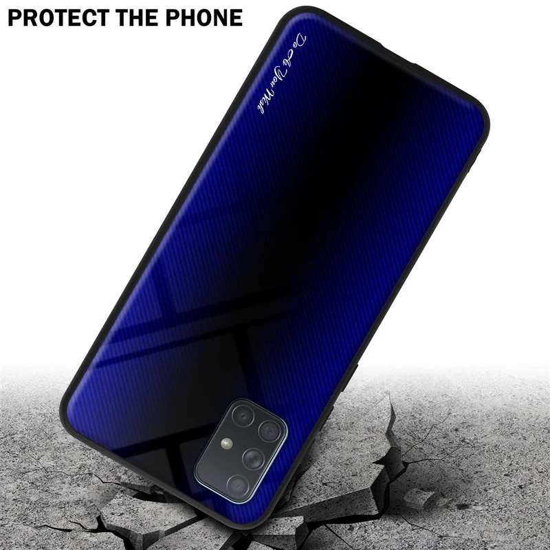 Cadorabo Hülle kompatibel mit Samsung Galaxy A71 4G - Streifen Optik Schutzhülle aus Tempered Glas und TPU Silikon