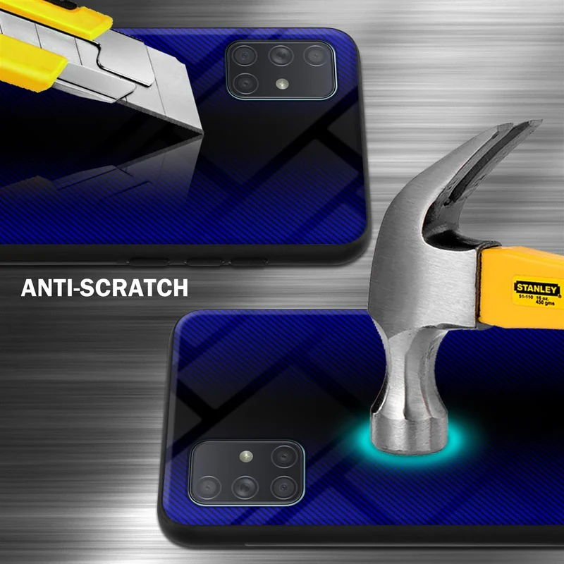 Cadorabo Hülle kompatibel mit Samsung Galaxy A71 4G - Streifen Optik Schutzhülle aus Tempered Glas und TPU Silikon