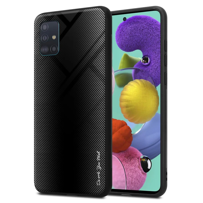 Cadorabo Hülle kompatibel mit Samsung Galaxy A51 4G / M40s - Streifen Optik Schutzhülle aus Tempered Glas und TPU Silikon