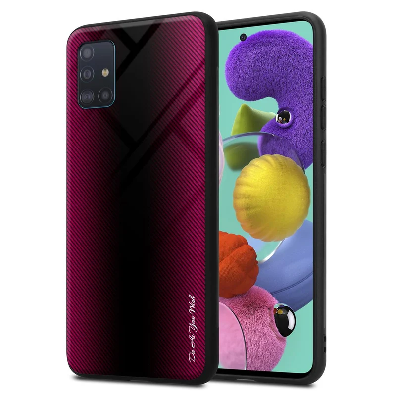 Cadorabo Hülle kompatibel mit Samsung Galaxy A51 4G / M40s - Streifen Optik Schutzhülle aus Tempered Glas und TPU Silikon
