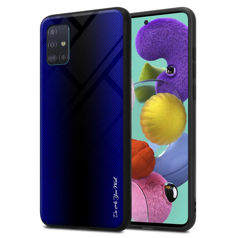 Cadorabo Hülle kompatibel mit Samsung Galaxy A51 4G / M40s - Streifen Optik Schutzhülle aus Tempered Glas und TPU Silikon