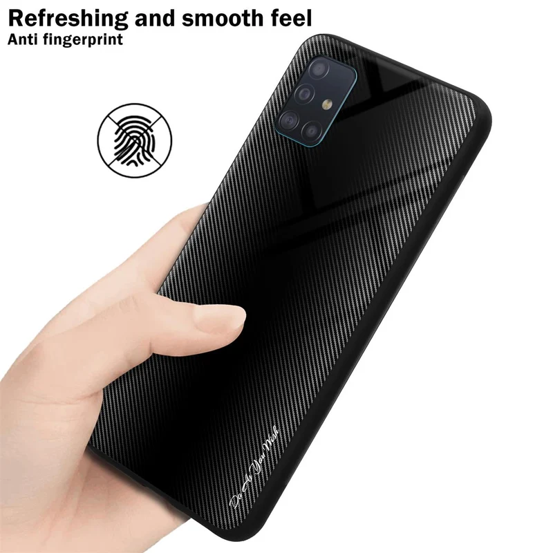 Cadorabo Hülle kompatibel mit Samsung Galaxy A51 4G / M40s - Streifen Optik Schutzhülle aus Tempered Glas und TPU Silikon