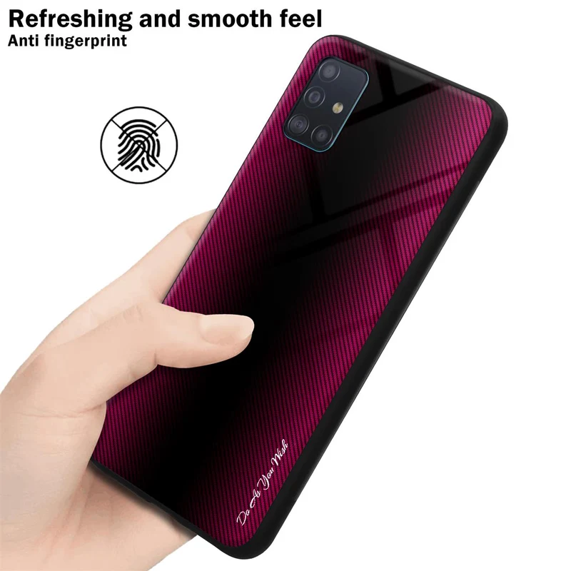 Cadorabo Hülle kompatibel mit Samsung Galaxy A51 4G / M40s - Streifen Optik Schutzhülle aus Tempered Glas und TPU Silikon