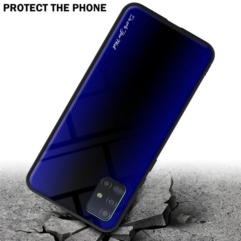 Cadorabo Hülle kompatibel mit Samsung Galaxy A51 4G / M40s - Streifen Optik Schutzhülle aus Tempered Glas und TPU Silikon
