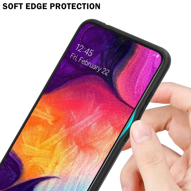 Cadorabo Hülle kompatibel mit Samsung Galaxy A50 4G / A50s / A30s - Streifen Optik Schutzhülle aus Tempered Glas und TPU Silikon