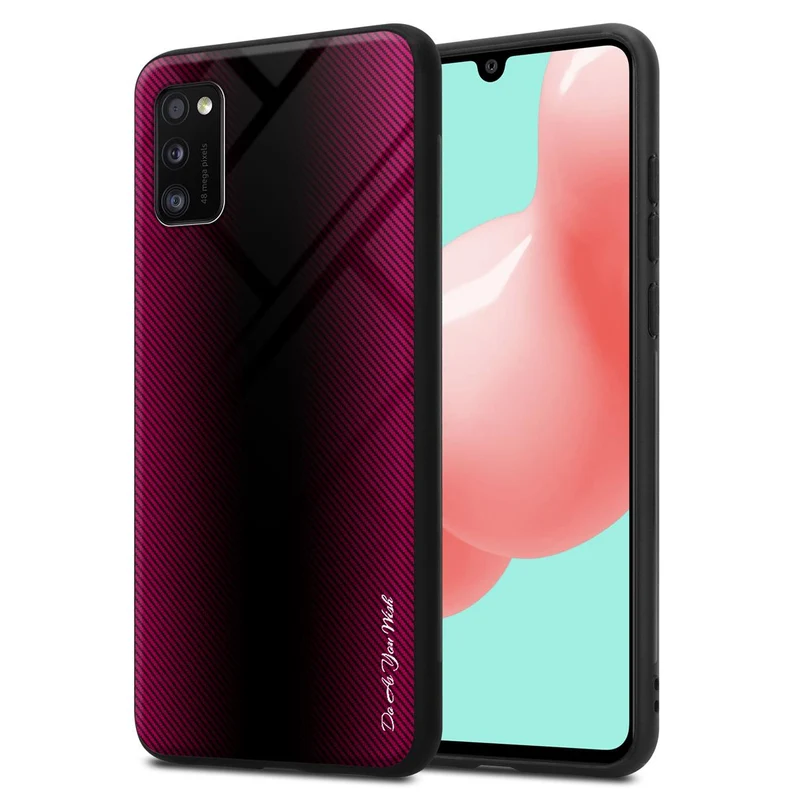 Cadorabo Hülle kompatibel mit Samsung Galaxy A41 - Streifen Optik Schutzhülle aus Tempered Glas und TPU Silikon