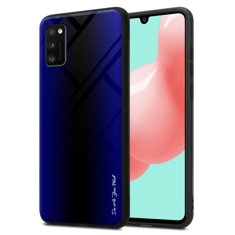 Cadorabo Hülle kompatibel mit Samsung Galaxy A41 - Streifen Optik Schutzhülle aus Tempered Glas und TPU Silikon