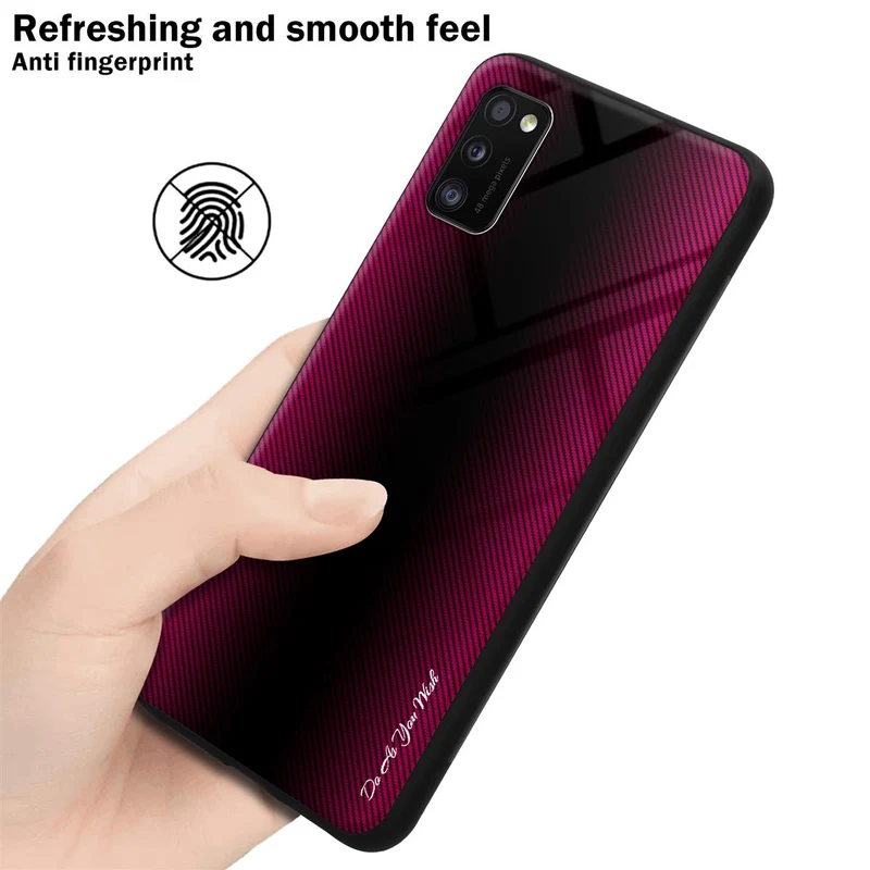 Cadorabo Hülle kompatibel mit Samsung Galaxy A41 - Streifen Optik Schutzhülle aus Tempered Glas und TPU Silikon