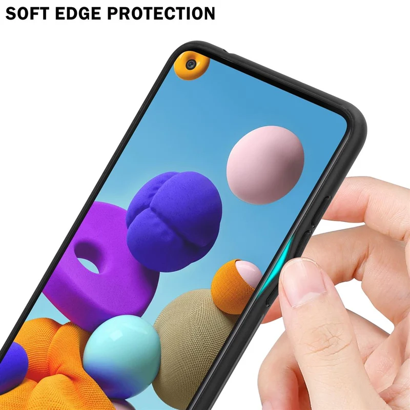 Cadorabo Hülle kompatibel mit Samsung Galaxy A21s - Streifen Optik Schutzhülle aus Tempered Glas und TPU Silikon