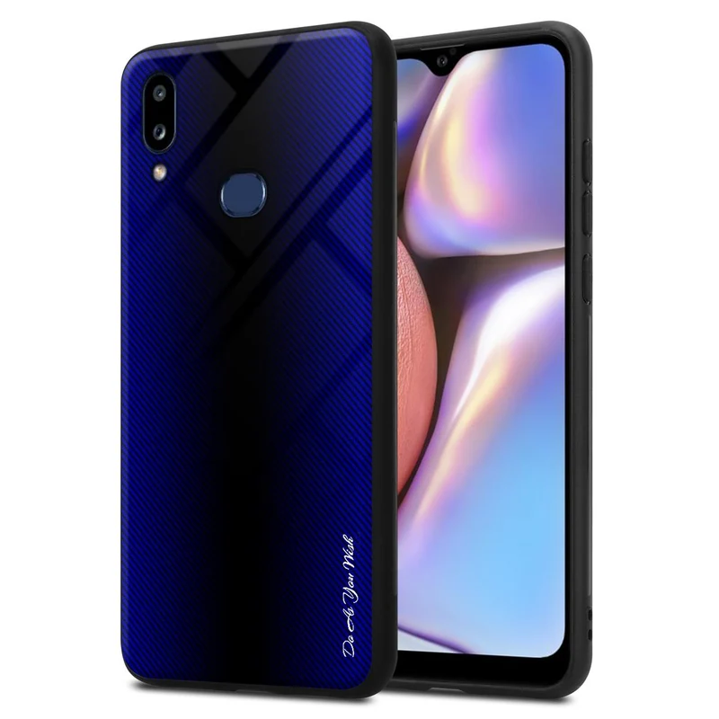 Cadorabo Hülle kompatibel mit Samsung Galaxy A10s / M01s - Streifen Optik Schutzhülle aus Tempered Glas und TPU Silikon