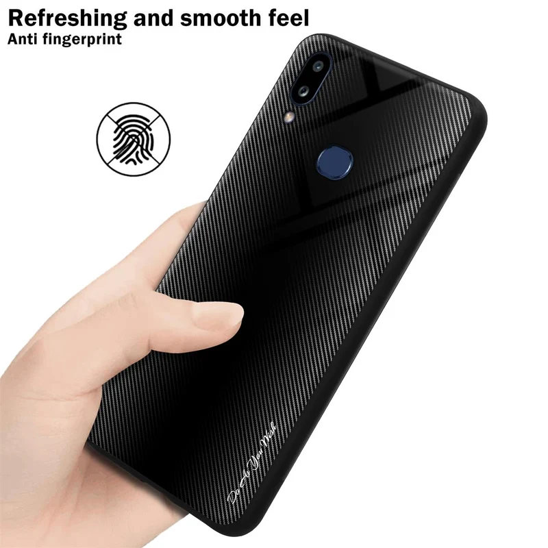 Cadorabo Hülle kompatibel mit Samsung Galaxy A10s / M01s - Streifen Optik Schutzhülle aus Tempered Glas und TPU Silikon