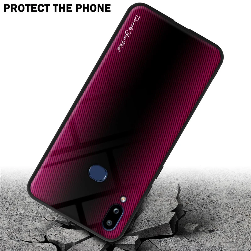 Cadorabo Hülle kompatibel mit Samsung Galaxy A10s / M01s - Streifen Optik Schutzhülle aus Tempered Glas und TPU Silikon