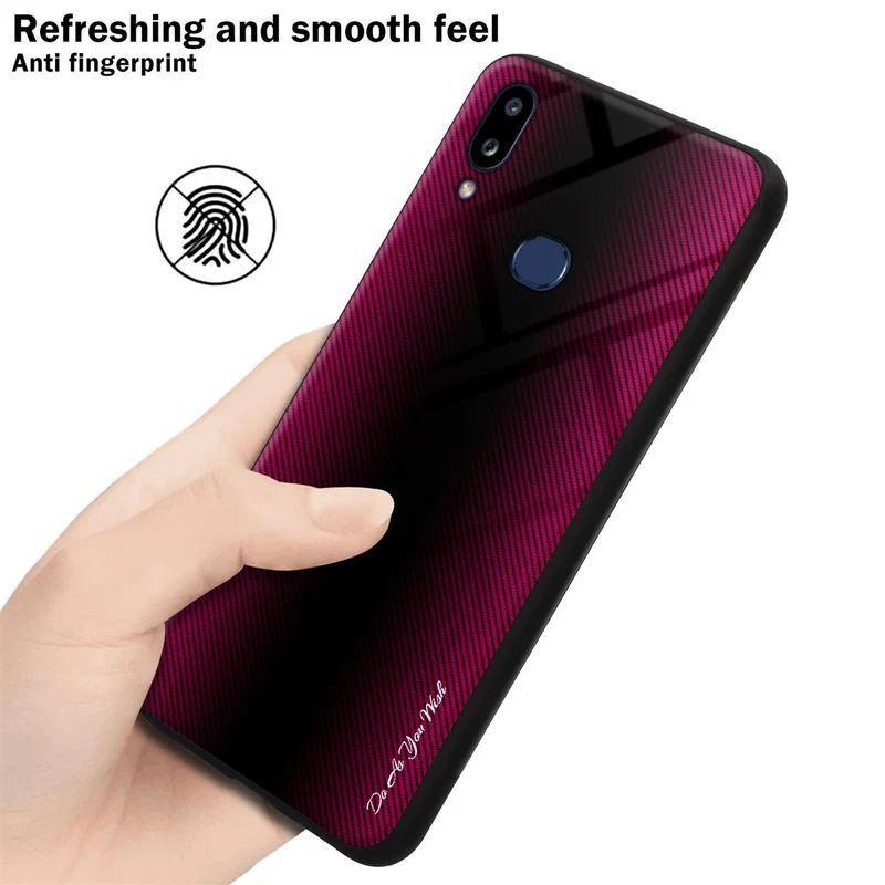Cadorabo Hülle kompatibel mit Samsung Galaxy A10s / M01s - Streifen Optik Schutzhülle aus Tempered Glas und TPU Silikon