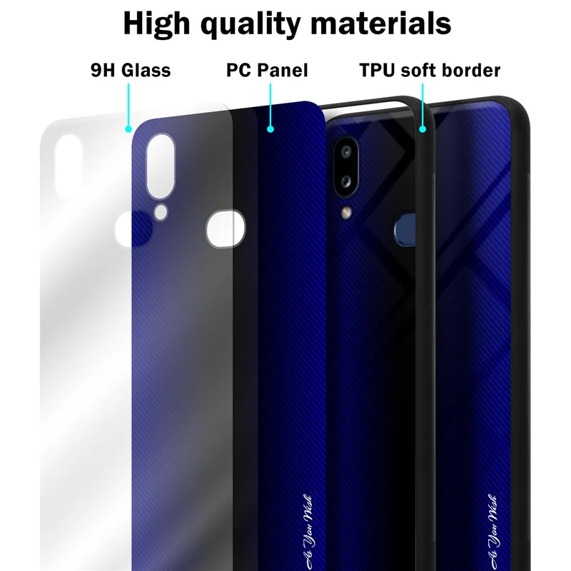 Cadorabo Hülle kompatibel mit Samsung Galaxy A10s / M01s - Streifen Optik Schutzhülle aus Tempered Glas und TPU Silikon