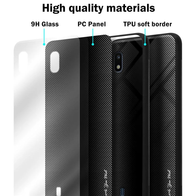 Cadorabo Hülle kompatibel mit Samsung Galaxy A10 / M10 - Streifen Optik Schutzhülle aus Tempered Glas und TPU Silikon