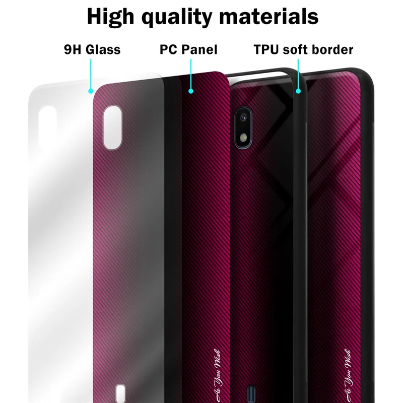 Cadorabo Hülle kompatibel mit Samsung Galaxy A10 / M10 - Streifen Optik Schutzhülle aus Tempered Glas und TPU Silikon