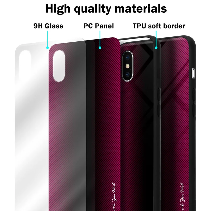 Cadorabo Hülle kompatibel mit Apple iPhone XS MAX - Streifen Optik Schutzhülle aus Tempered Glas und TPU Silikon