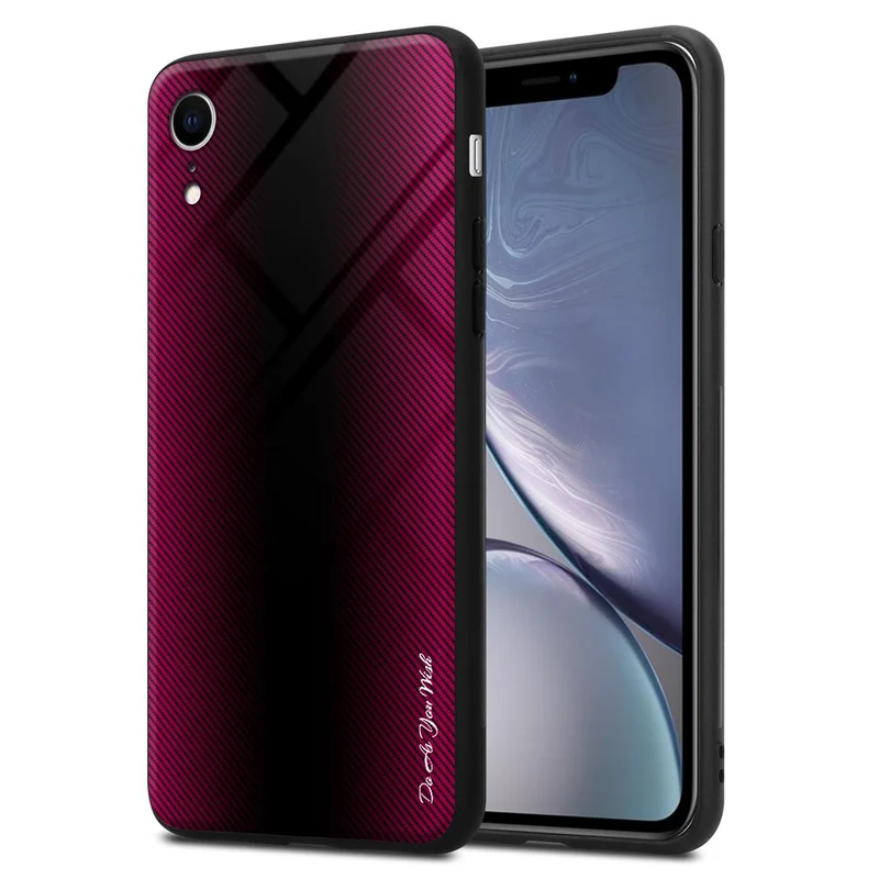 Cadorabo Hülle kompatibel mit Apple iPhone XR - Streifen Optik Schutzhülle aus Tempered Glas und TPU Silikon