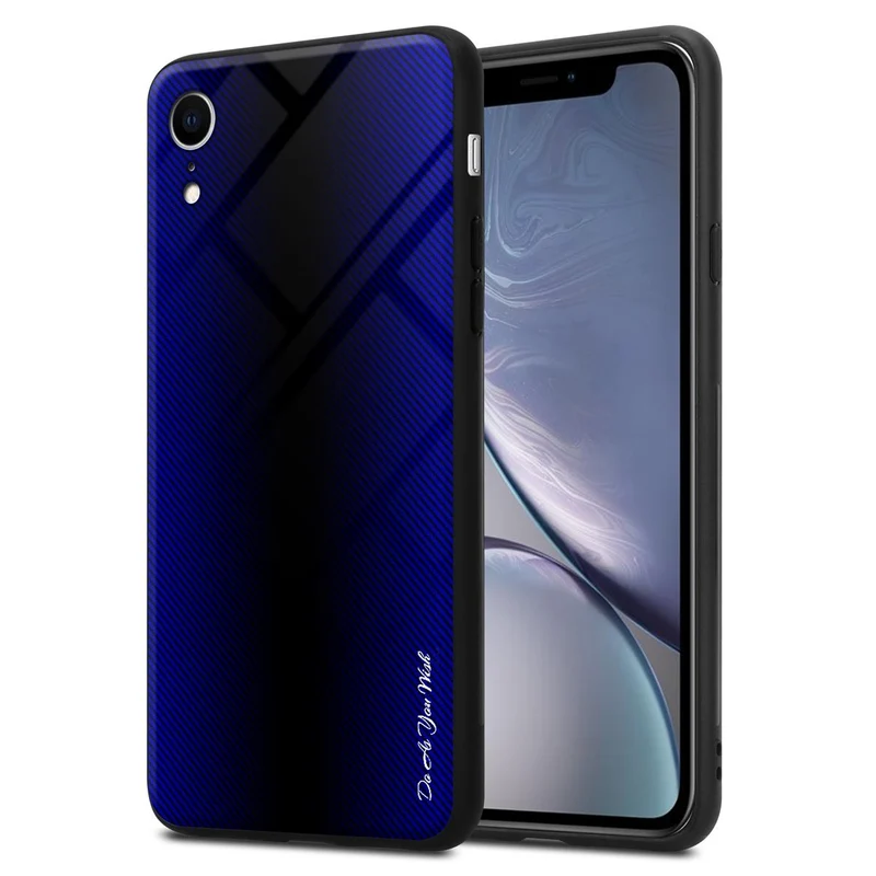 Cadorabo Hülle kompatibel mit Apple iPhone XR - Streifen Optik Schutzhülle aus Tempered Glas und TPU Silikon