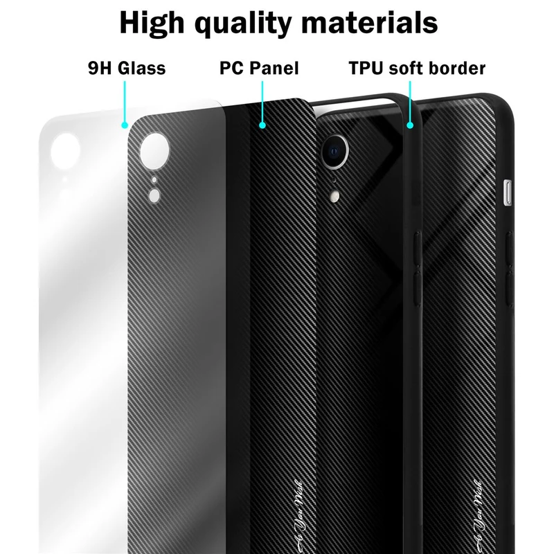 Cadorabo Hülle kompatibel mit Apple iPhone XR - Streifen Optik Schutzhülle aus Tempered Glas und TPU Silikon