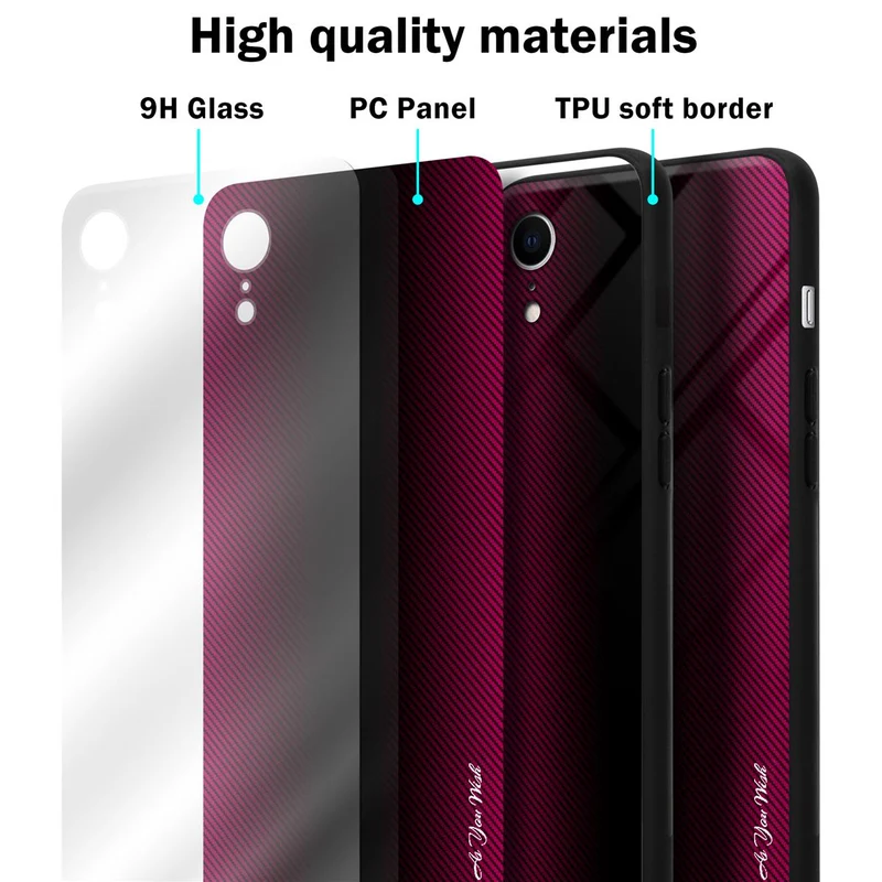 Cadorabo Hülle kompatibel mit Apple iPhone XR - Streifen Optik Schutzhülle aus Tempered Glas und TPU Silikon