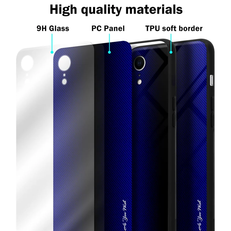 Cadorabo Hülle kompatibel mit Apple iPhone XR - Streifen Optik Schutzhülle aus Tempered Glas und TPU Silikon
