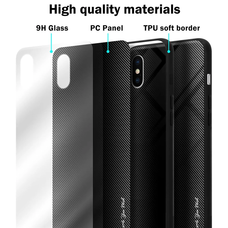 Cadorabo Hülle kompatibel mit Apple iPhone X / XS - Streifen Optik Schutzhülle aus Tempered Glas und TPU Silikon