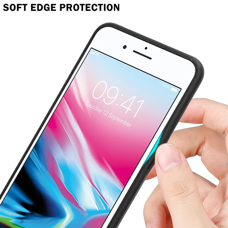 Cadorabo Hülle kompatibel mit Apple iPhone 7 PLUS / 7S PLUS / 8 PLUS - Streifen Optik Schutzhülle aus Tempered Glas und TPU Silikon