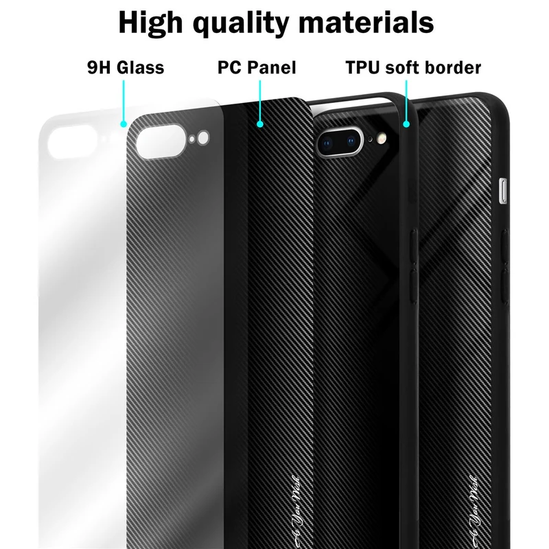 Cadorabo Hülle kompatibel mit Apple iPhone 7 PLUS / 7S PLUS / 8 PLUS - Streifen Optik Schutzhülle aus Tempered Glas und TPU Silikon
