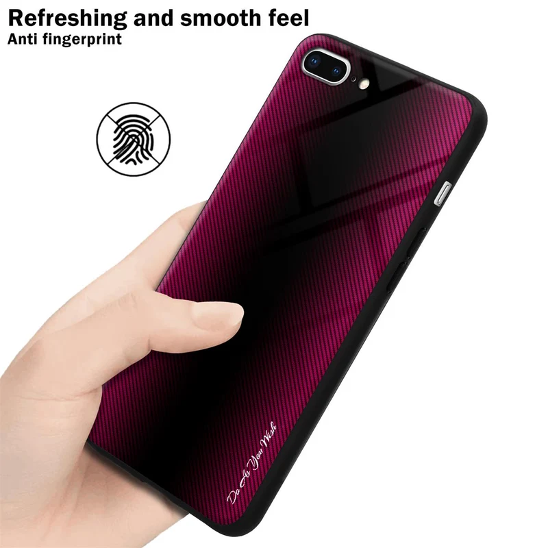 Cadorabo Hülle kompatibel mit Apple iPhone 7 PLUS / 7S PLUS / 8 PLUS - Streifen Optik Schutzhülle aus Tempered Glas und TPU Silikon