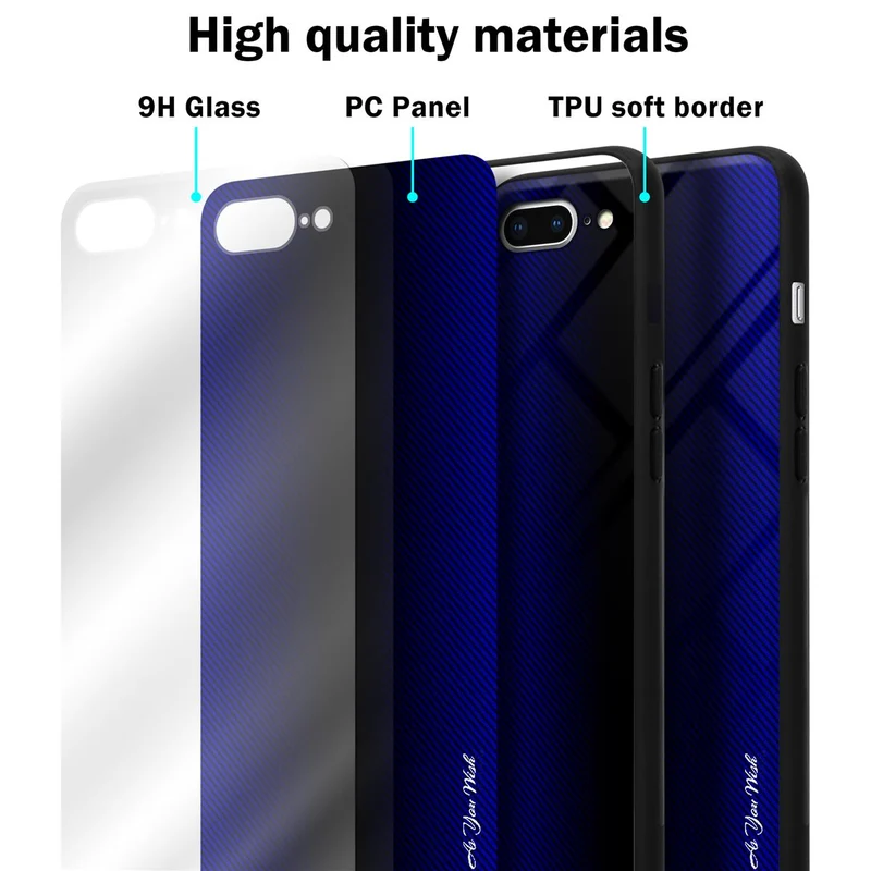 Cadorabo Hülle kompatibel mit Apple iPhone 7 PLUS / 7S PLUS / 8 PLUS - Streifen Optik Schutzhülle aus Tempered Glas und TPU Silikon