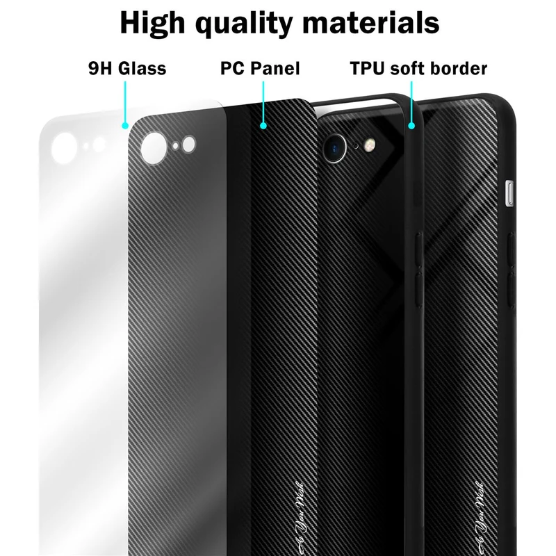 Cadorabo Hülle kompatibel mit Apple iPhone 7 / 7S / 8 / SE 2020 - Streifen Optik Schutzhülle aus Tempered Glas und TPU Silikon