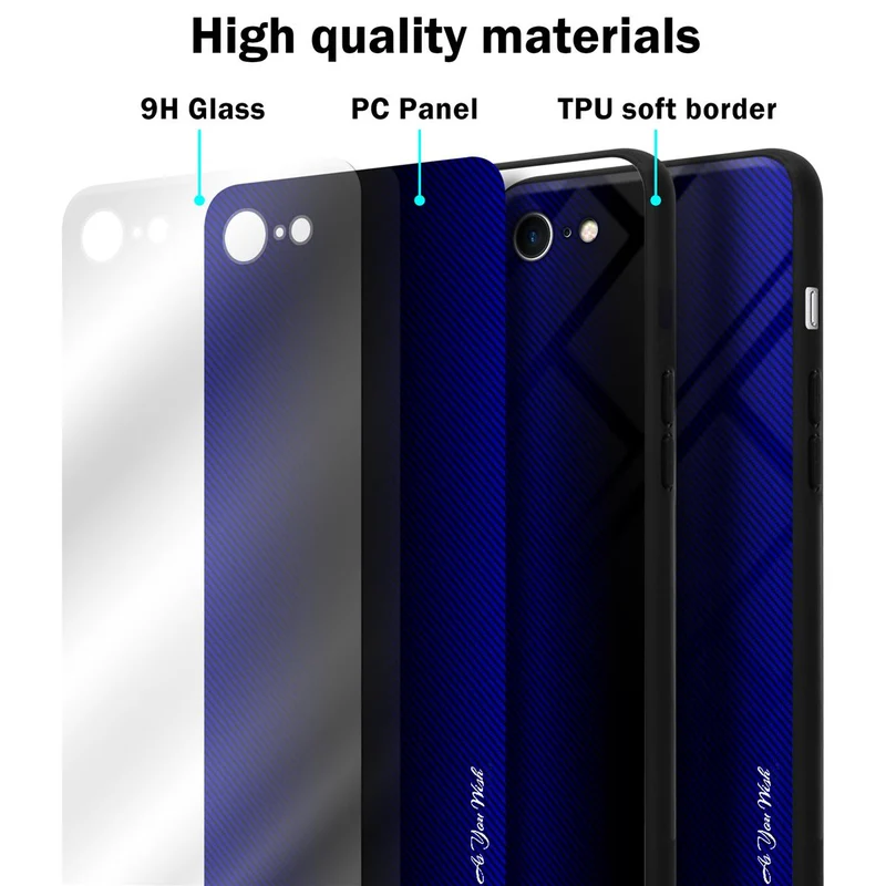 Cadorabo Hülle kompatibel mit Apple iPhone 7 / 7S / 8 / SE 2020 - Streifen Optik Schutzhülle aus Tempered Glas und TPU Silikon