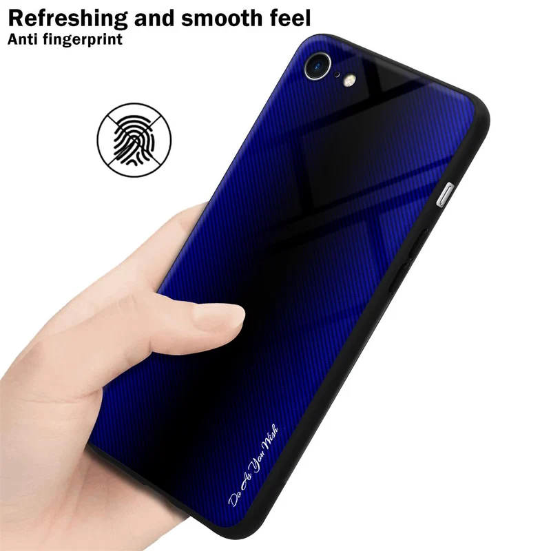 Cadorabo Hülle kompatibel mit Apple iPhone 7 / 7S / 8 / SE 2020 - Streifen Optik Schutzhülle aus Tempered Glas und TPU Silikon