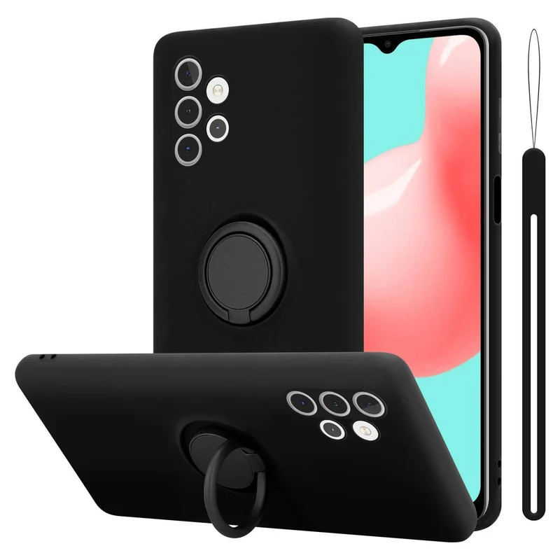 Cadorabo Hülle kompatibel mit Samsung Galaxy A32 5G Schutzhülle aus flexiblem TPU Silikon mit Ring