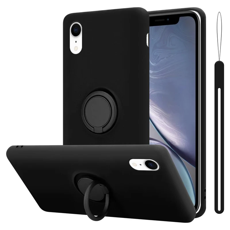 Cadorabo Hülle kompatibel mit Apple iPhone XR Schutzhülle aus flexiblem TPU Silikon mit Ring