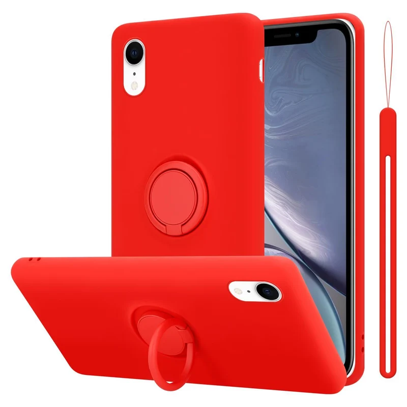 Cadorabo Hülle kompatibel mit Apple iPhone XR Schutzhülle aus flexiblem TPU Silikon mit Ring