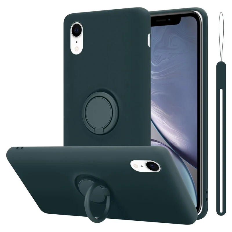 Cadorabo Hülle kompatibel mit Apple iPhone XR Schutzhülle aus flexiblem TPU Silikon mit Ring